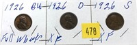 1926-P,D,S Lincoln cents