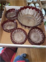 VINTAGE RUBYU RED FLASH SALAD BOWL SET