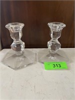 VAL ST. LAMBERT CANDLESTICK HOLDERS 5"