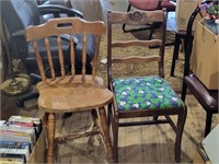 (2) Wooden Chairs