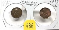 1934-P,D Lincoln cents