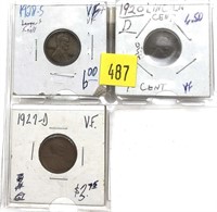 Lincoln cents, mixed dates, 3 pcs.