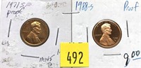 Lot, 1971-S and 1988-S Lincoln Proof cents, 2 pcs.