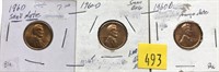 Lot, 1960 small date/large date Lincoln cents,