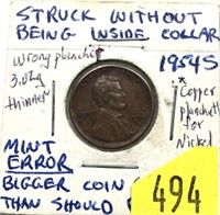 1954-S Lincoln error cent