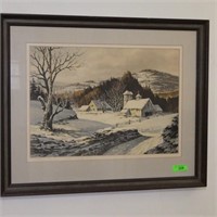 VINTAGE D.F. ELLWANGER WATERCOLOR VALLEY FARM>>>