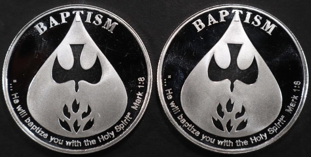 (2) 1 OZ .999 SILVER 2024 BAPTISM ROUNDS