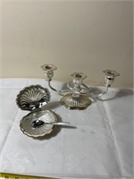 Silver caviar dish and candle holder