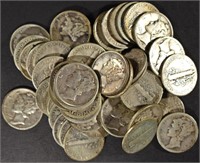 (50) MIXED DATES MERCURY DIMES