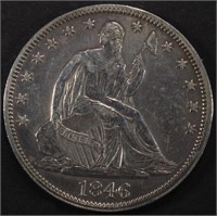 1846 SEATED LIBERTY HALF DOLLAR AU/UNC