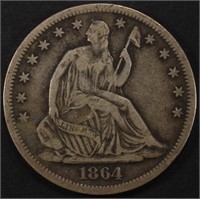 1864-S SEATED LIBERTY HALF DOLLAR VF