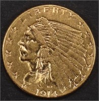 1914-D $2.5 GOLD INDIAN CH BU