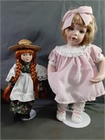 Two Porcelain Dolls Including 13" Anne of Green