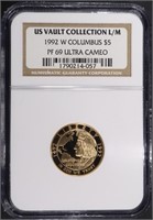 1992-W $5 GOLD COLUMBUS NGC PF69 ULTRA CAMEO