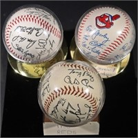 (3) SIGNED BASEBALLS REDS, INDIANS, WHITE SOX