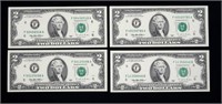 x4- $2 Federal Reserve notes, series of 1995, Unc.