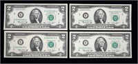 x4- $2 Federal Reserve notes, series of 1976, Unc.