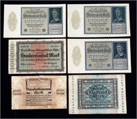 Lot, German bank notes, 6 pcs.