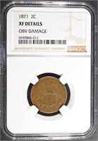 1871 2 CENT NGC XF DETAILS
