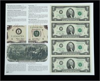 Uncut sheet of four $2 notes, series of 2003
