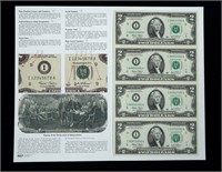 Uncut sheet of four $2 notes, series of 2003