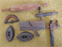 Antique Tools Hand Planer, Barrel Taps & More
