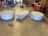 Poppin Block Party Lounge Bench & 2pc Ottomans