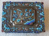 antique chinese export silver enameled opium boxs