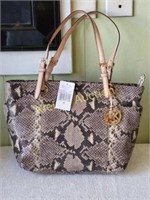 michael kors embossed python sand leather handbag