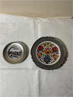 Vintage plate in pewter boarder