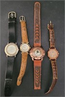 Four Analogue Wrist Watches, Royal, Quemex, Emile