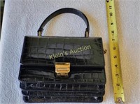 vintage black crocodile mephisto style bag