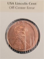 2001 US Penny Error Coin Struck Off Centre