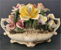 Vintage Capodimonte Porcelain Flower Basket WOW!