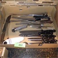 KNIVES, CAN OPENER, GRATER, SKEWERS