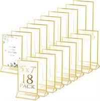 18 Pack Acrylic Frames  Gold Border (5x7 Inch)