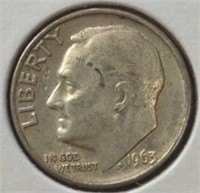 Silver 1963D Roosevelt dime