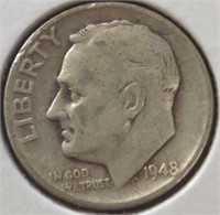 Silver 1948 Roosevelt dime