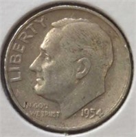 Silver 1954 Roosevelt dime