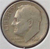 Silver 1946D Roosevelt dime