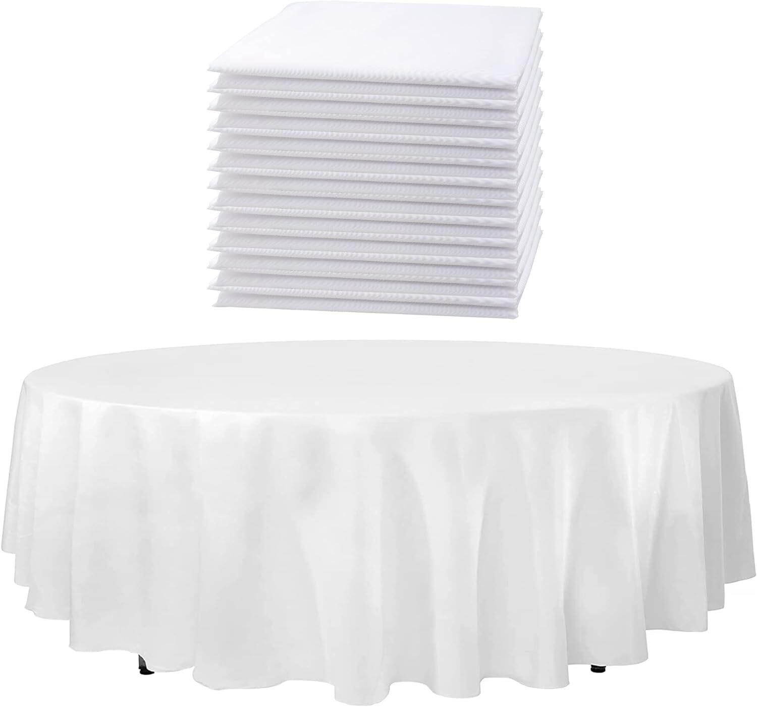 120 White Round Tablecloths  12 Pcs