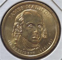 AU James Madison, US presidential $1 coin