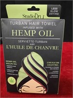Turban Hair Towel Infused w/ Hemp Oil NIP