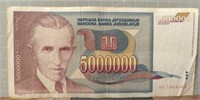 Nikola Tesla $5 million Yugoslavian bank note