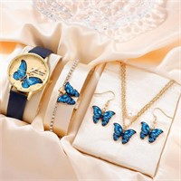 5pcs Set Womens Watch Butterfly jewelry set