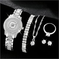 Women's Watch Necklace Earrings Bracelet Set