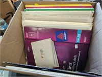 Box of Office Misc - Files Folders  - Labels -