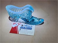 Fenton Blue Opalescent Hobnail Shoe