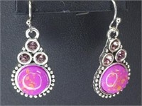 Purple/pink stone earrings