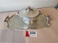 Hammered Aluminum Tray & Covered Dish